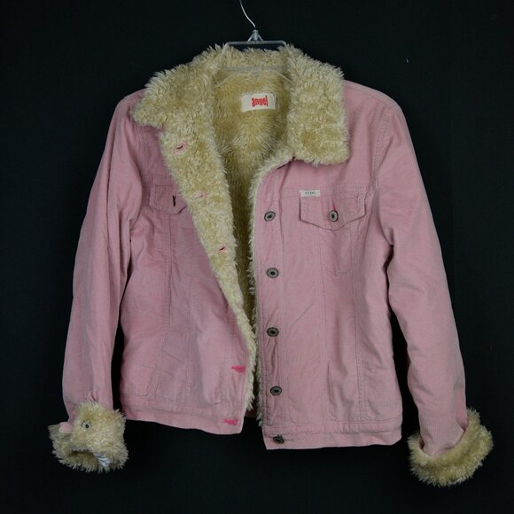 Angel Girls Teens Suede Pink Jean Jacket Size L - Picture 1 of 3